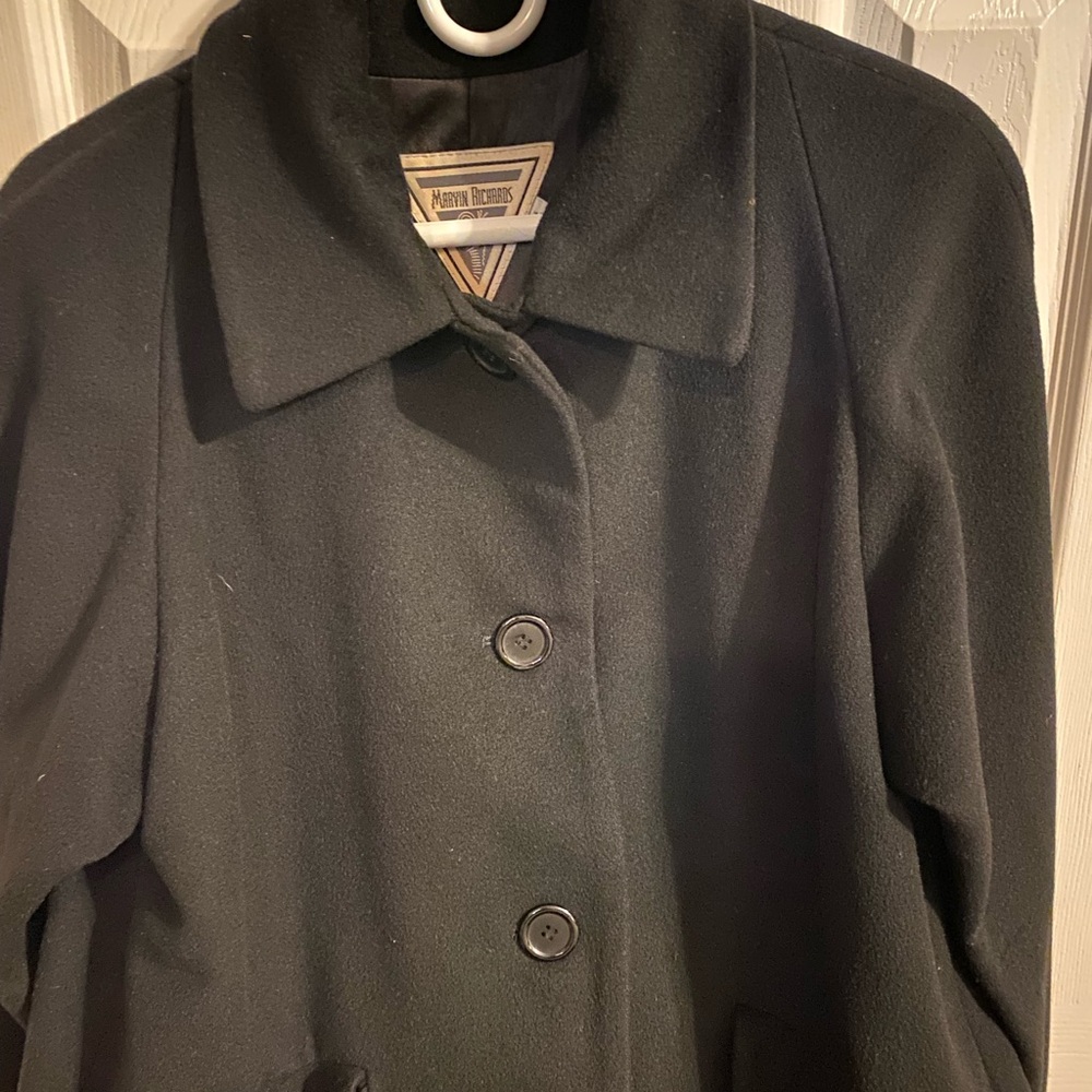 Marvin Richards Long Wool/Cashmere coat. Black size 6 - Picture 3 of 9